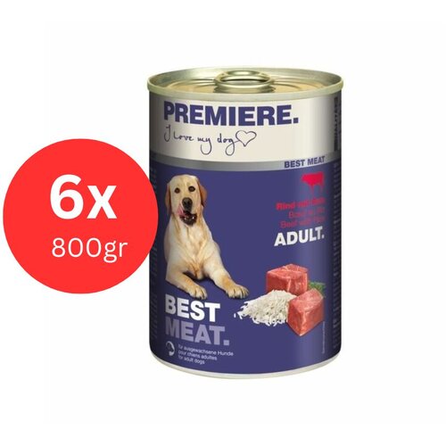 Premiere best meat adult, vlažna hrana za pse, govedina i pirinač, 6x800g Slike