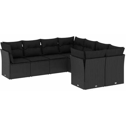 Maison Chic Seti vrtnega pohištva - Vrtna garnitura - Vrtni pohištvo set 8-delna z blazinami črn poli ratan, (21800163) Cene
