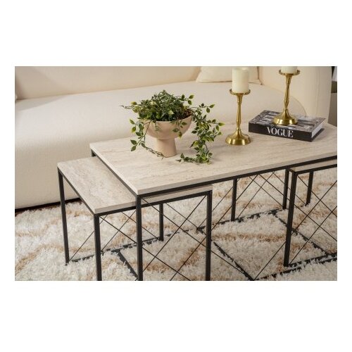 Hanah home Club set stolova Defne, krem-zlatna boja Slike