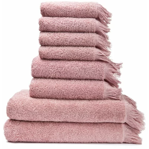 BONAMI Komplet 6 majhnih in 2 velikih roza brisač iz 100-odstotnega bombaža Bonami