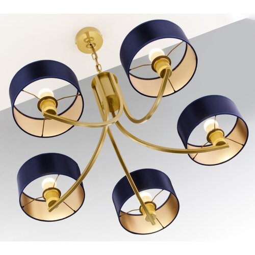 Jupiter 2094 - Luster na lancu ARTHUR 5xE27/15W/230V plavo-zlatni Slike