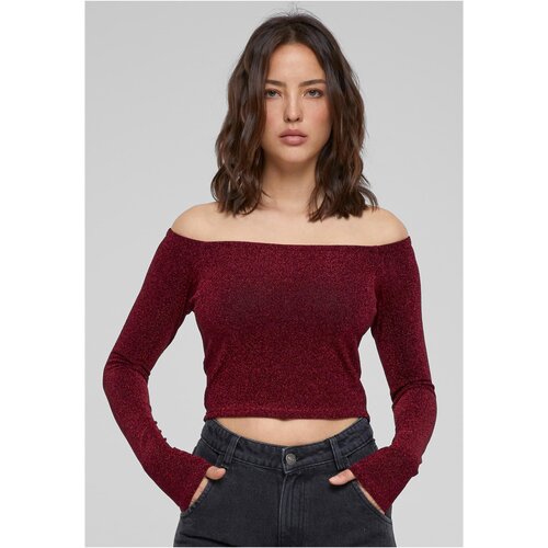 UC Ladies Ladies Off Shoulder Glitter Longsleeve Burgundy Slike