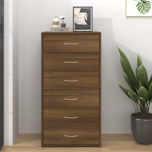 vidaXL Komoda sa 6 ladica boja smeđeg hrasta 50 x 34 x 96 cm drvena Cijene