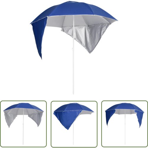  The Living Store Senčnik za na plažo s stranicami moder 215 cm - Senčnik Za Na Plažo, (21742376) Slike