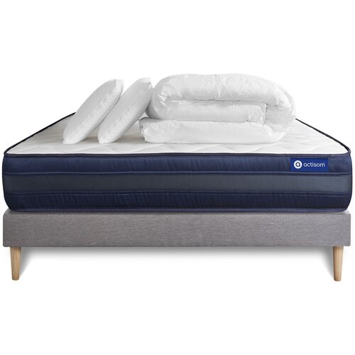 ACTISOM Celoten paket za posteljo - Vzmetnica 160x200 cm + Vzmetni boksi z letvami (komplet) + 2 vzglavnika + Prevleka - Actilatex Tech, (21613401) Cene