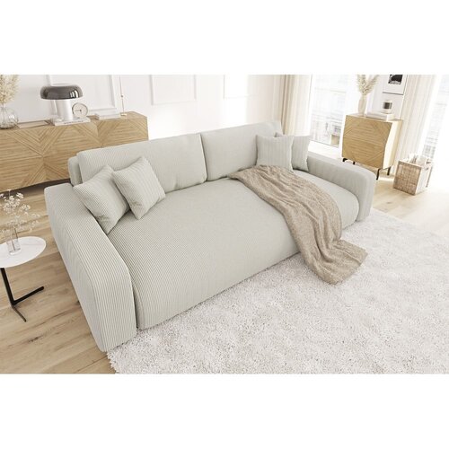 Ropez Krem sklopiva/s prostorom za odlaganje sofa od samta 234 cm Sara &amp;ndash; Slike