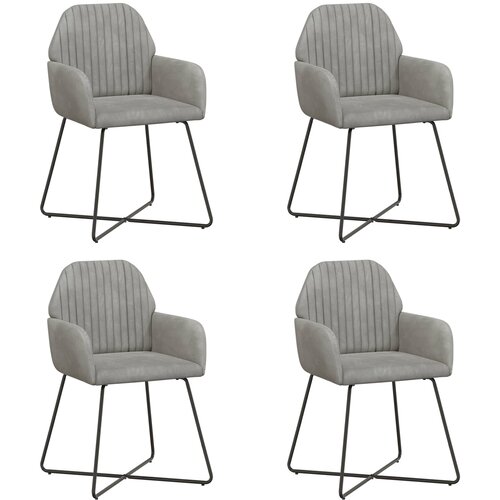 vidaXL Jedilni stoli 4 pcs Žamet Svetlo siva 55 x 50 x 84 cm, (5000296861) Cene