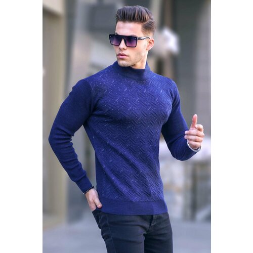 Madmext Navy Blue Half Turtleneck Knitwear Sweater 5969 Slike