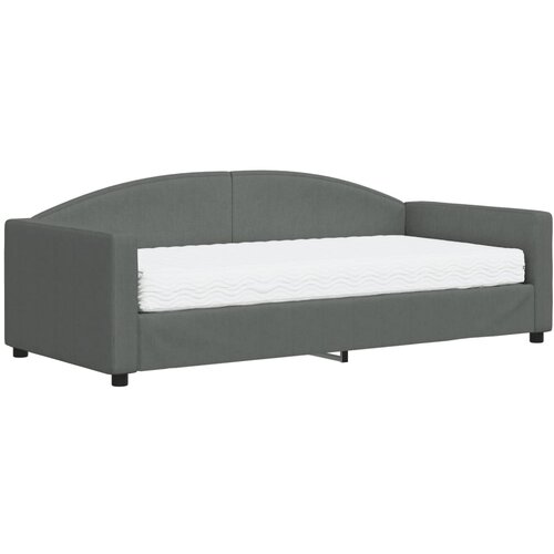  Dnevni krevet s madracem tamnosivi 90 x 190 cm od tkanine Slike