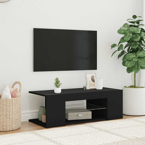 TV ormarić s LED svjetlima crni 90 x 39 x 30 cm Cene