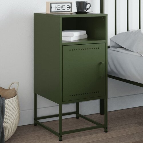  The Living Store Nočna omarica olivno zelena 36x39x78 cm jeklo - Nočna Omarica, (21496019) Slike