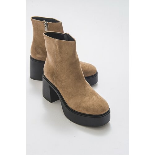 LuviShoes West Dark Beige Black Suede Women's Boots. Cene