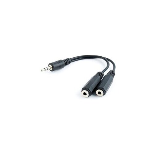Audio kabl spliter, 3,5mm stereo to 2&amp;times;3,5mm stereo, 10cm, GEMBIRD CCA-415-0.1M, black Slike
