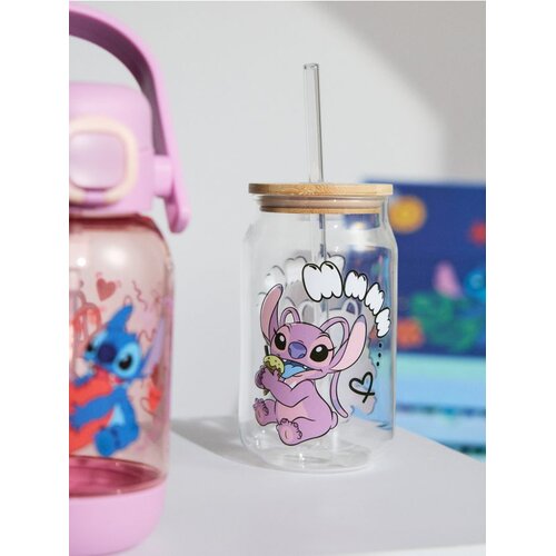 Sinsay Staklena &amp;scaron;alica s poklopcem i slamkom Lilo &amp;amp; Stitch Slike