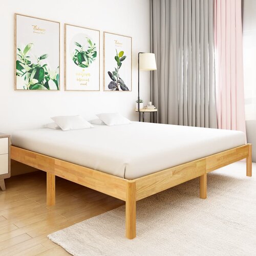 VidaXL Posteljni okvir iz trdne hrastovine 180x200 cm Slike