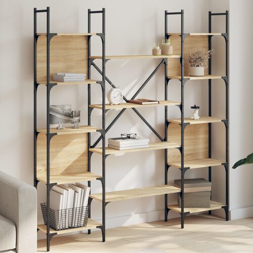 VidaXL Knjižna polica sonoma hrast 155,5x24x166,5 cm inženirski les Slike