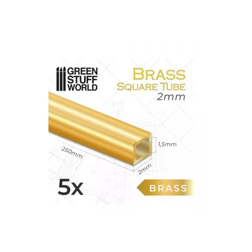 Green Stuff World tubo cuadrado laton 2mm / square brass tube 2mm - pack x5 Cene