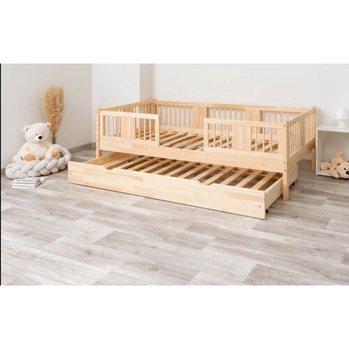 Molarem Home Drveni dječji krevet Luna 20 - svijetlo drvo - 200x90 cm - Dodatni krevet Slike