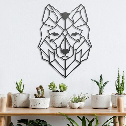 Wallity wolf black decorative metal wall accessory Slike