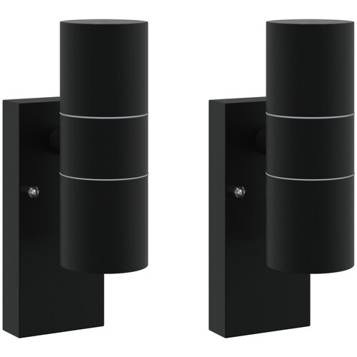 VidaXL vanjske zidne lampe 2 komada Crni nehrđajući čelik IP44 Slike
