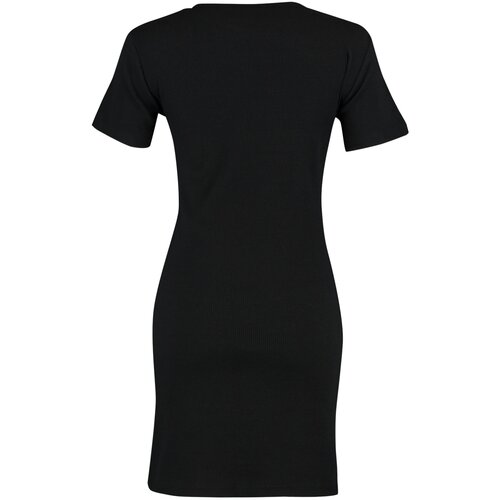 Trendyol Black Buckle Detailed Corduroy Knitted Dress Cene