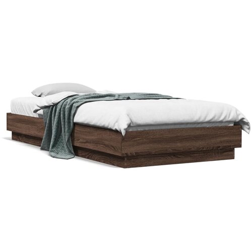  Okvir za krevet s LED svjetlima smeđa boja hrasta 90 x 200 cm Cene