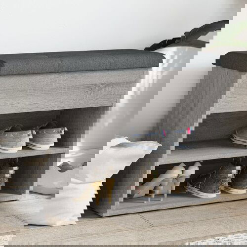 VidaXL Klupa za cipele siva boja hrasta 62x32x50 cm konstruirano drvo Slike