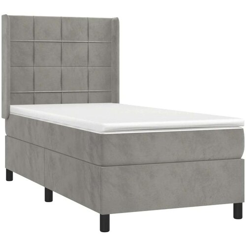  Box spring s madracem LED svjetlosivi 90x190 cm bar&amp;scaron;un Slike