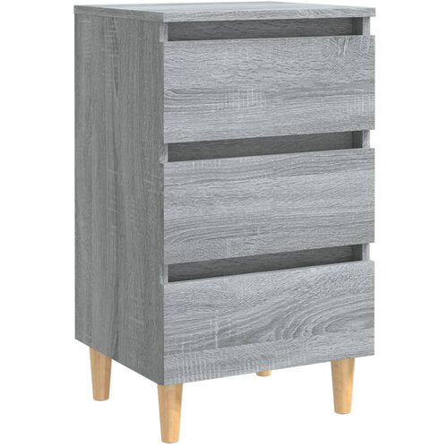 Maison Chic Nočna omarica - Nočna miza z lesenimi nogami siva sonoma 40x35x69 cm, (21687998) Slike