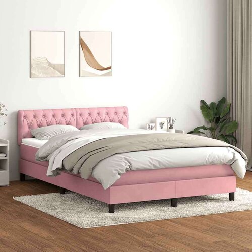Box spring postelja z vzmetnico roza 160x220 cm žamet, (21790942) Cene