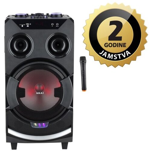 Akai karaoke 60W, FM, BT, USB, SD, rasvjeta, baterija, bež. mikrofofon ABTS-112 Cijene