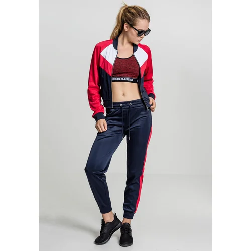 Urban Classics Women's Short Raglan Track Jacket Navy/Fiery Red/White