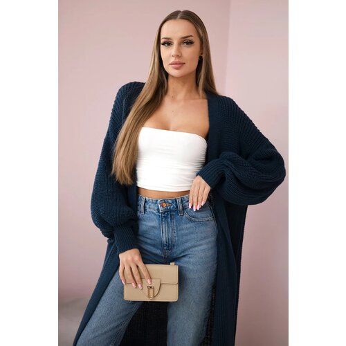 Kesi Włoski Sweater long cardigan Dark denim Slike