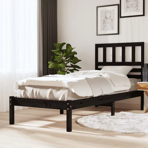  Okvir kreveta crni 75 x 190 cm mali od masivne borovine