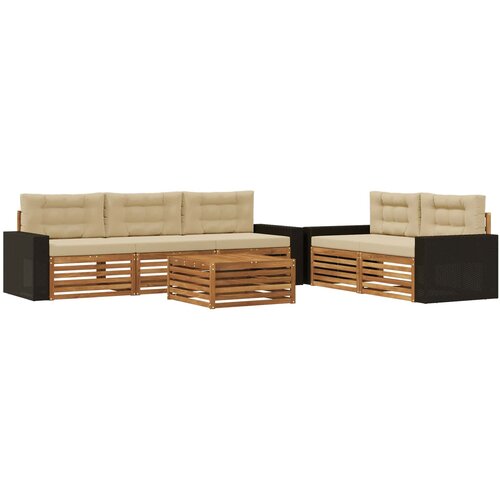  Set vanjskih sofa 6 kom. Prirodna i bež Smeđa Slike