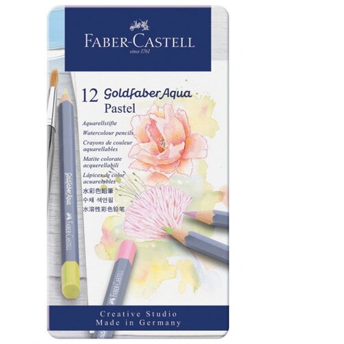  BOJE DRVENE-VODENE 12BOJA METALNA KUTIJA GOLDFABER AQUA FABER-CASTELL 114622 PASTELNE Cene