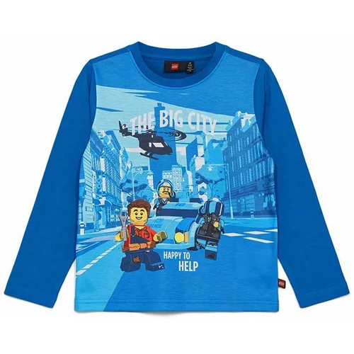Lego Otroška bombažna majica z dolgimi rokavi mornarsko modra barva