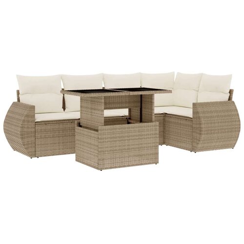 VidaXL 6-dijelni set vrtnih sofa s jastucima bež od poliratana Slike