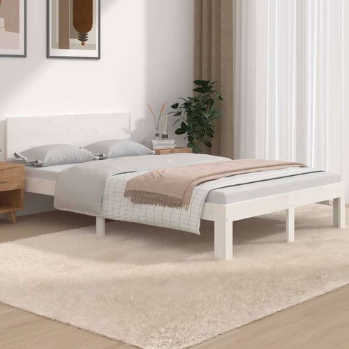  Posteljni okvir bel iz trdnega lesa 120x190 cm 4FT, (20645595) Slike