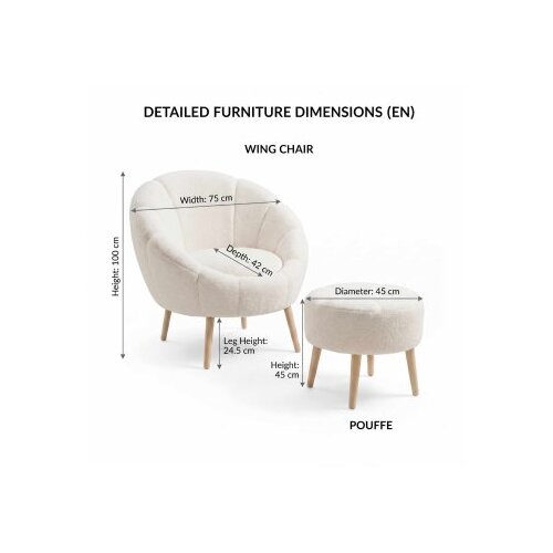 Atelier Del Sofa fotelja i tabure lida white Slike