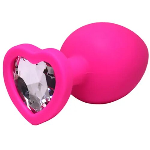 veliki rozi silikonski analni dildo srce sa dijamantom Slike