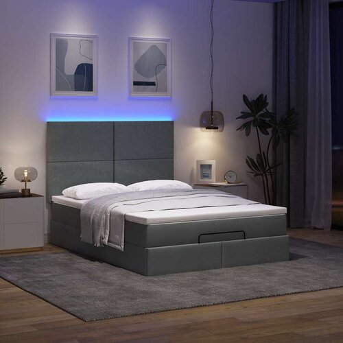  Otomanska postelja z vzmetnicami &amp;amp; LEDs roza 140x190cm žamet, (22053635) Slike