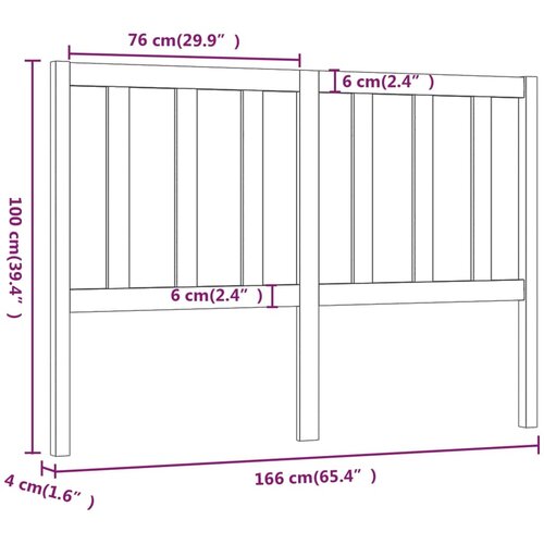  Uzglavlje za krevet boja meda 166 x 4 x 100 cm masivna borovina Slike