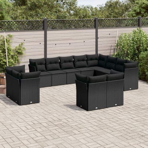  12-dijelni set vrtnih sofa od poliratana s jastucima crni Cijene