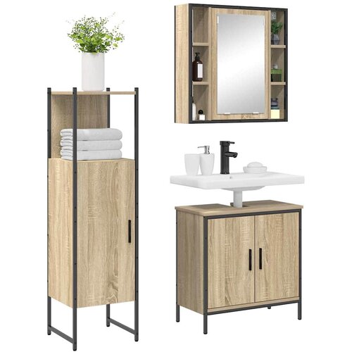  Set namje&amp;scaron;taja za kupaonicu 3 kom. Smeđa 60 x 30 x 60 cm Slike