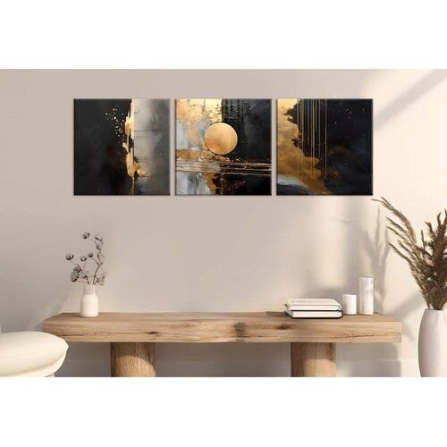 WALLXPERT Dekorativne slike na platnu, 30x30cm, 3 komada, zlatne boje Cene