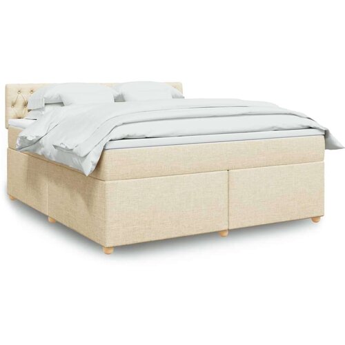 vidaXL Box spring postelja z vzmetnico krem 180x200 cm blago, (21305065) Cene