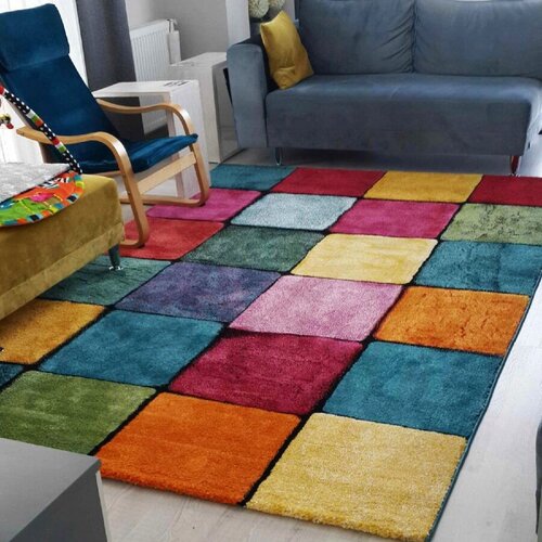  Renkli kare multicolor hall carpet (100 x 150) Cene