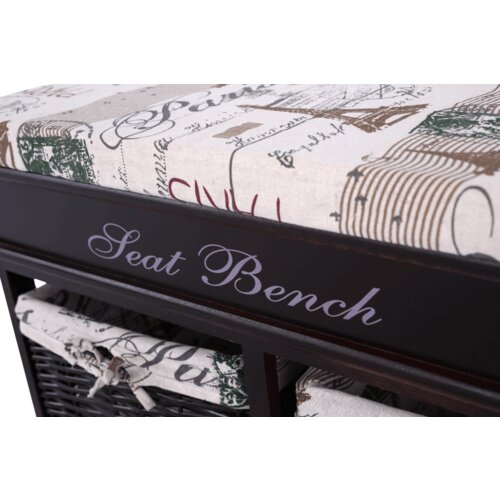 Kondela Klop z blazino, 2 ko&amp;scaron;ari, temno rjava/bež/vzorec, SEAT BENCH 3 Slike
