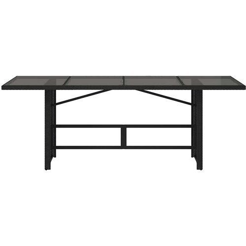  Vrtni stol sa staklenom pločom crni 190x80x74 cm od poliratana Slike